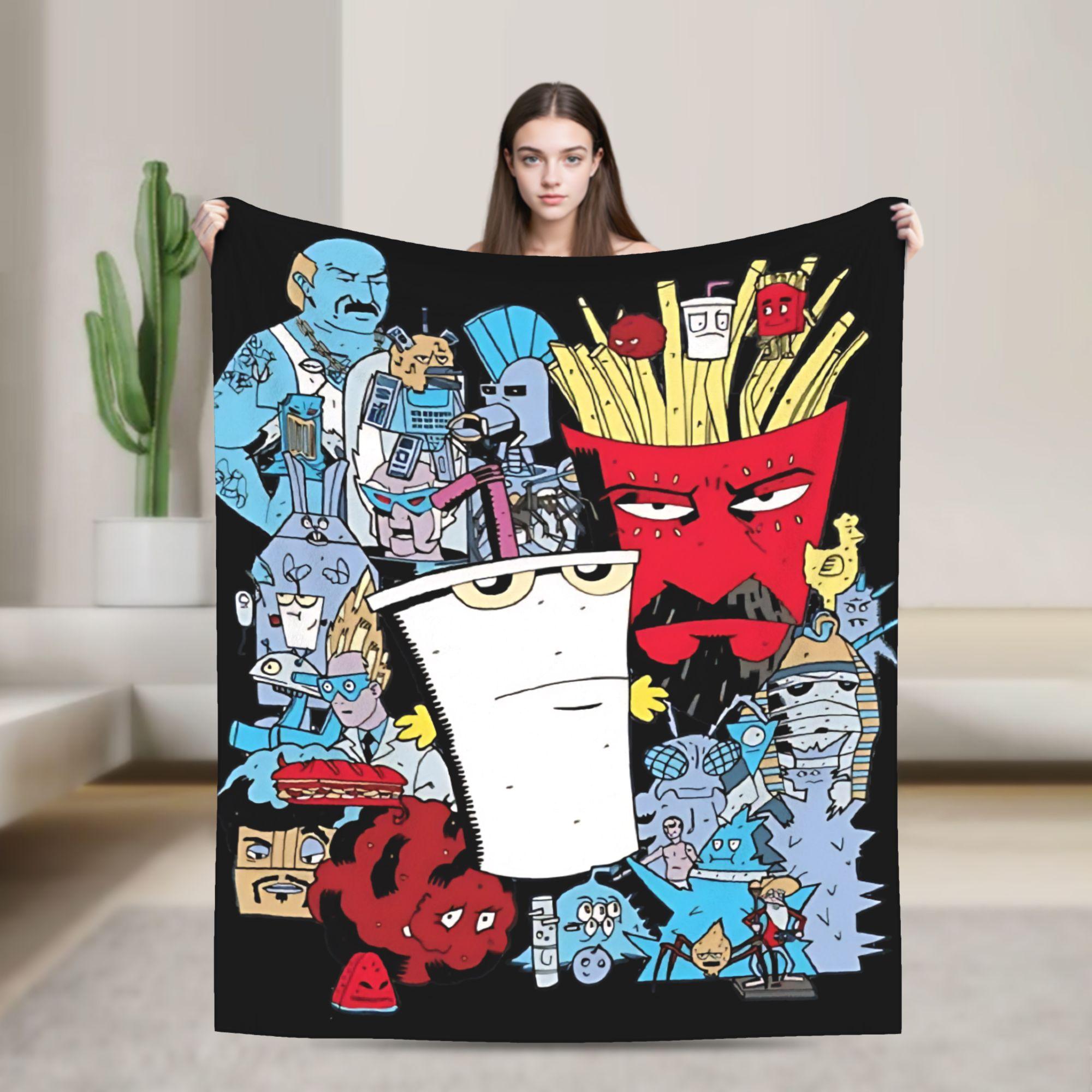

Винтажное одеяло Aqua Teen Hunger Force, теплое, мягкое, для девочек и мальчиков, плюшевое покрывало, с графическим рисунком, для гостиной, фланелевое покрывало, постельное покрывало 75x100cm (30x40inch)