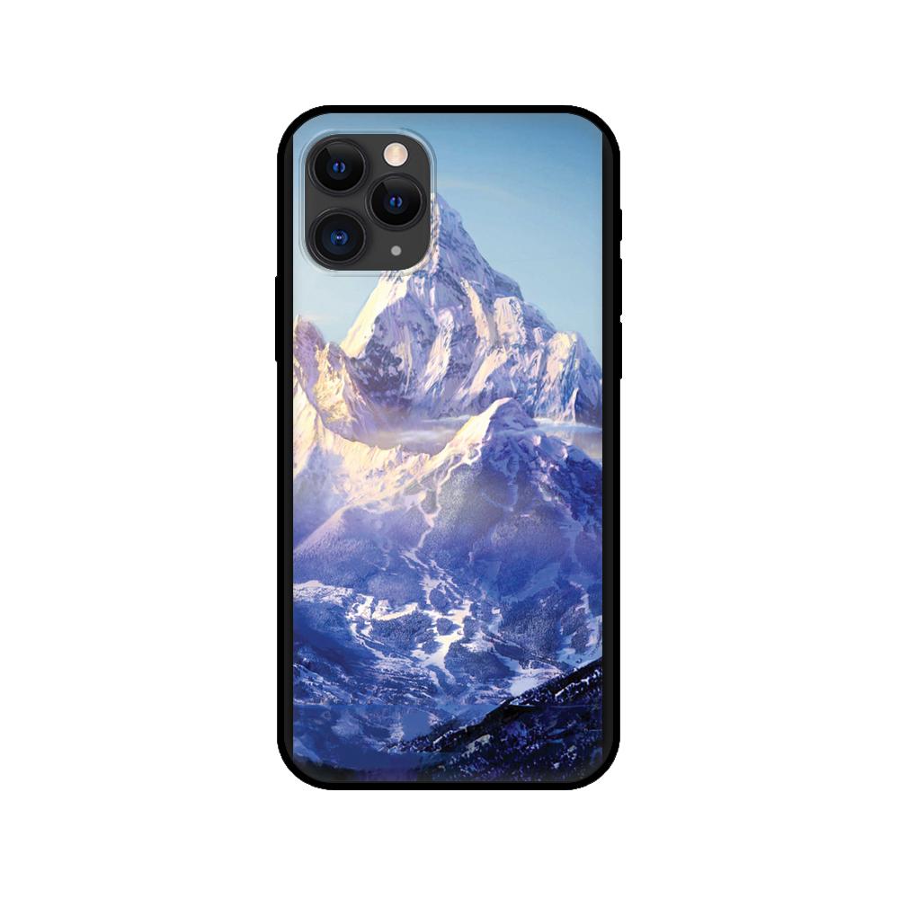 Black tpu case for iphone 5 5s se 2020 6 6s 7 8 plus x 10 XR XS 11 12 mini pro MAX back cover Winter Snow Mountain Scene