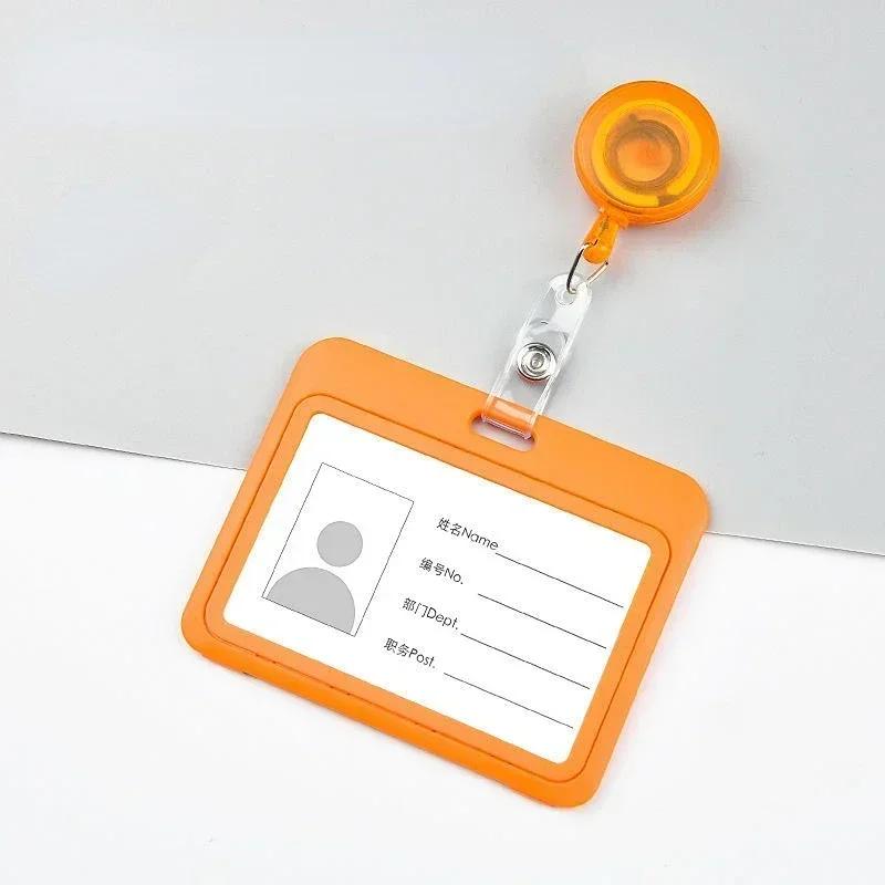 1Set Retractable Badge Holder Reel Staff Nurse Plastic Working ID Name Tag Holder Student Bus Pass Card Cover Case ID Sleeve