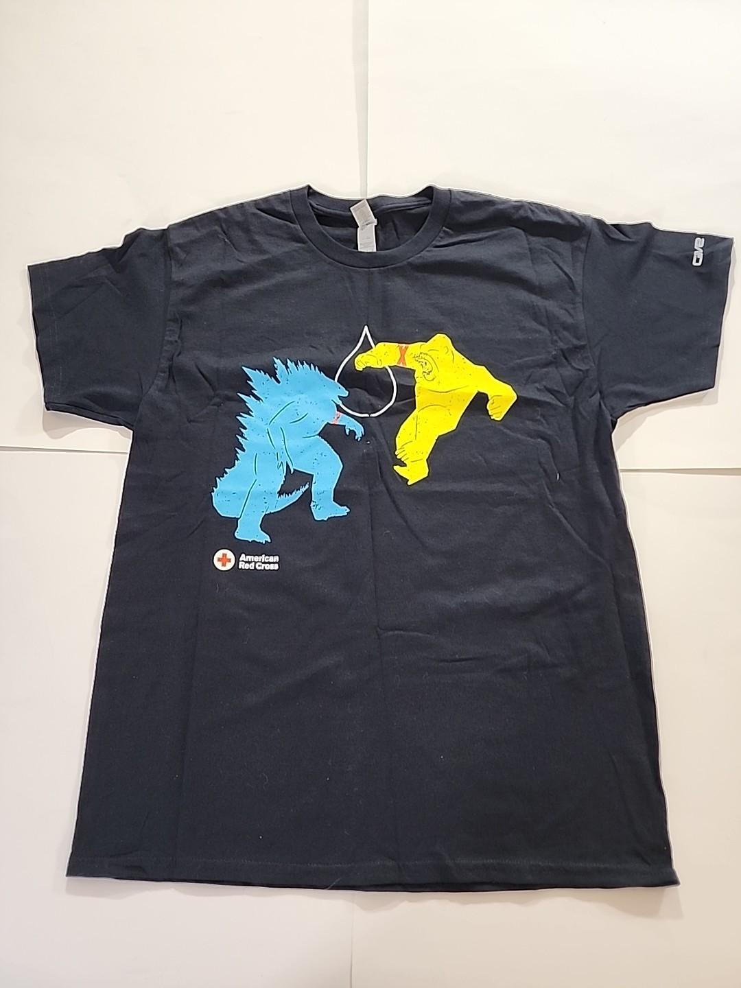 Godzilla V Kong American Red Cross Graphic Print T-Shirt Black Men Size | Lg Unisex T-Shirt S