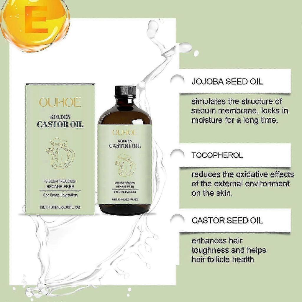 Organic Castor Oil Cold-Pressed, Hexane-Free, Promotes Hair Growth, Eyelash & Eyebrow Enhancement | Skin & Scalp Moisturizer-yc