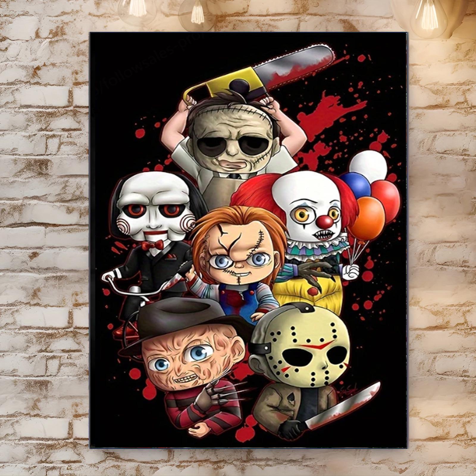 Retro Classic Horror Movie Characters Canvas Art Wall Mural 30x40cm