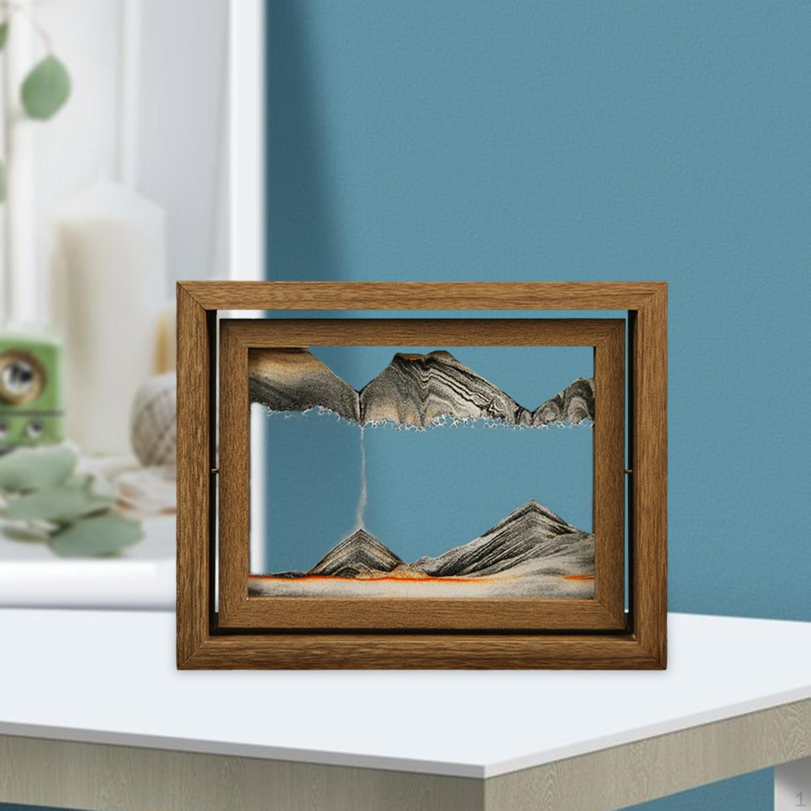 

Art Picture Home Decor Decoration Liquid Hourglass Ornament Sandscapes Crafts Flowing Sand Painting Rotary Black