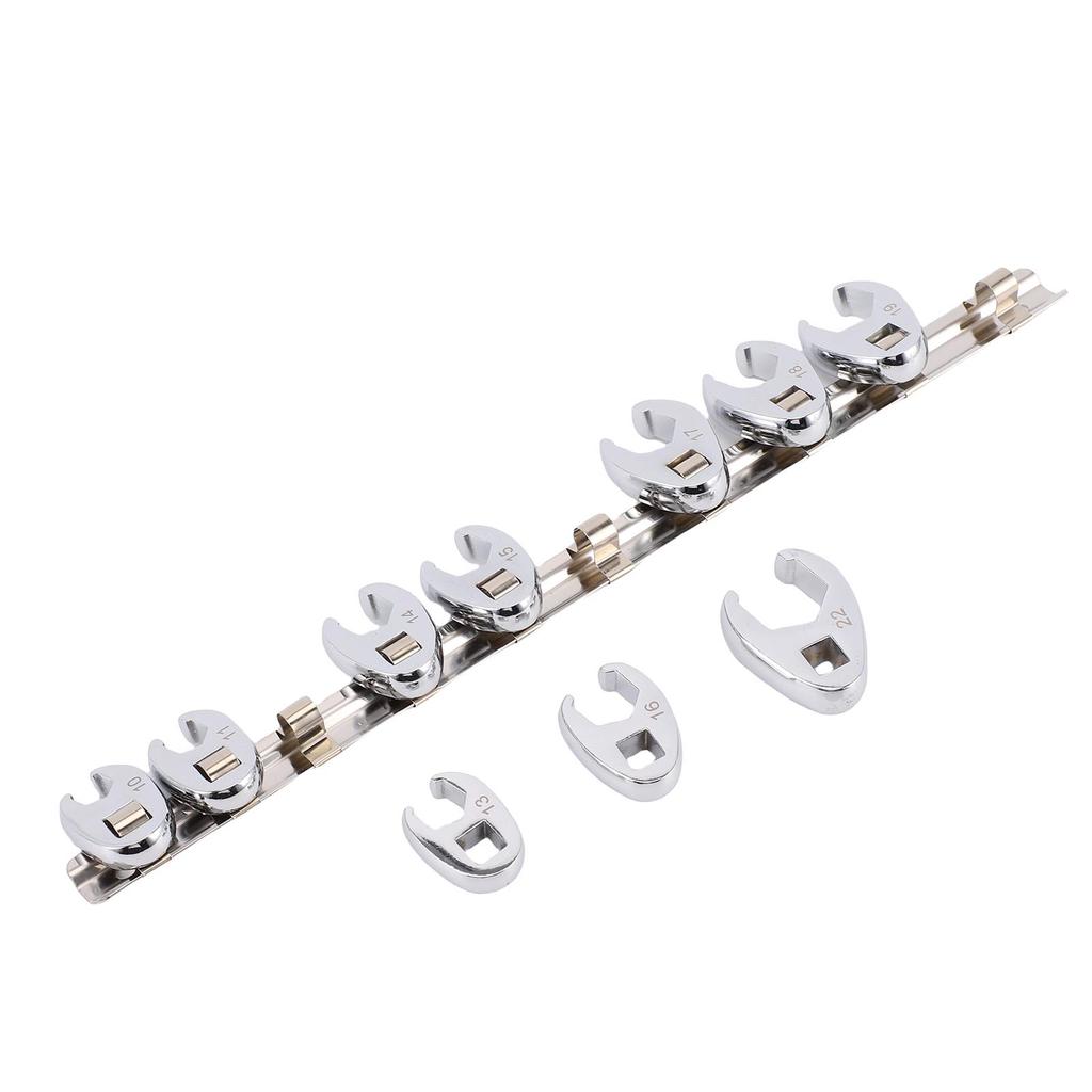 10 PCS 3 8 Inch Metric Crowsfoot Wrench Set Crows Foot Wrench Head Set with Clip On Organizer 10 11 13 14 15 16 17 18