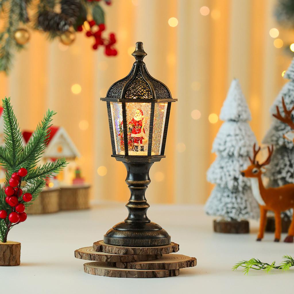 Christmas Snowman Figurine Vintage Table Lamp With Light Music And Effect Snow
