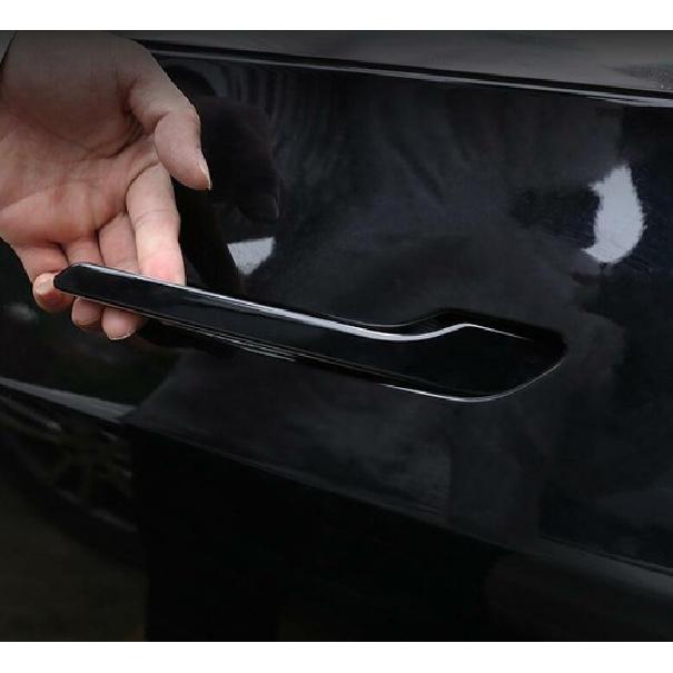Gloss Black Exterior Side Door Handle Cover Trim Fit For Tesla Model 3 2017-21