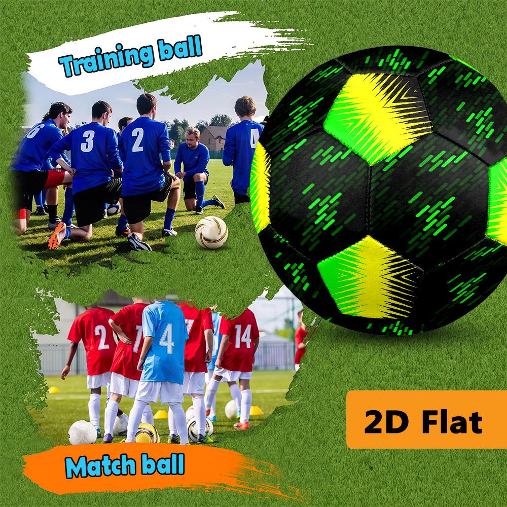 Green Neon Lines Size Soccer Ball High Elasticity Match Universal Unique Soccer Gift Football Suitable For Both Training And Competition