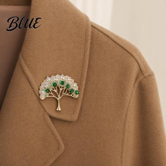 Statement Brooch Pin Wishing Tree Design Lapel Pin with Sparkling