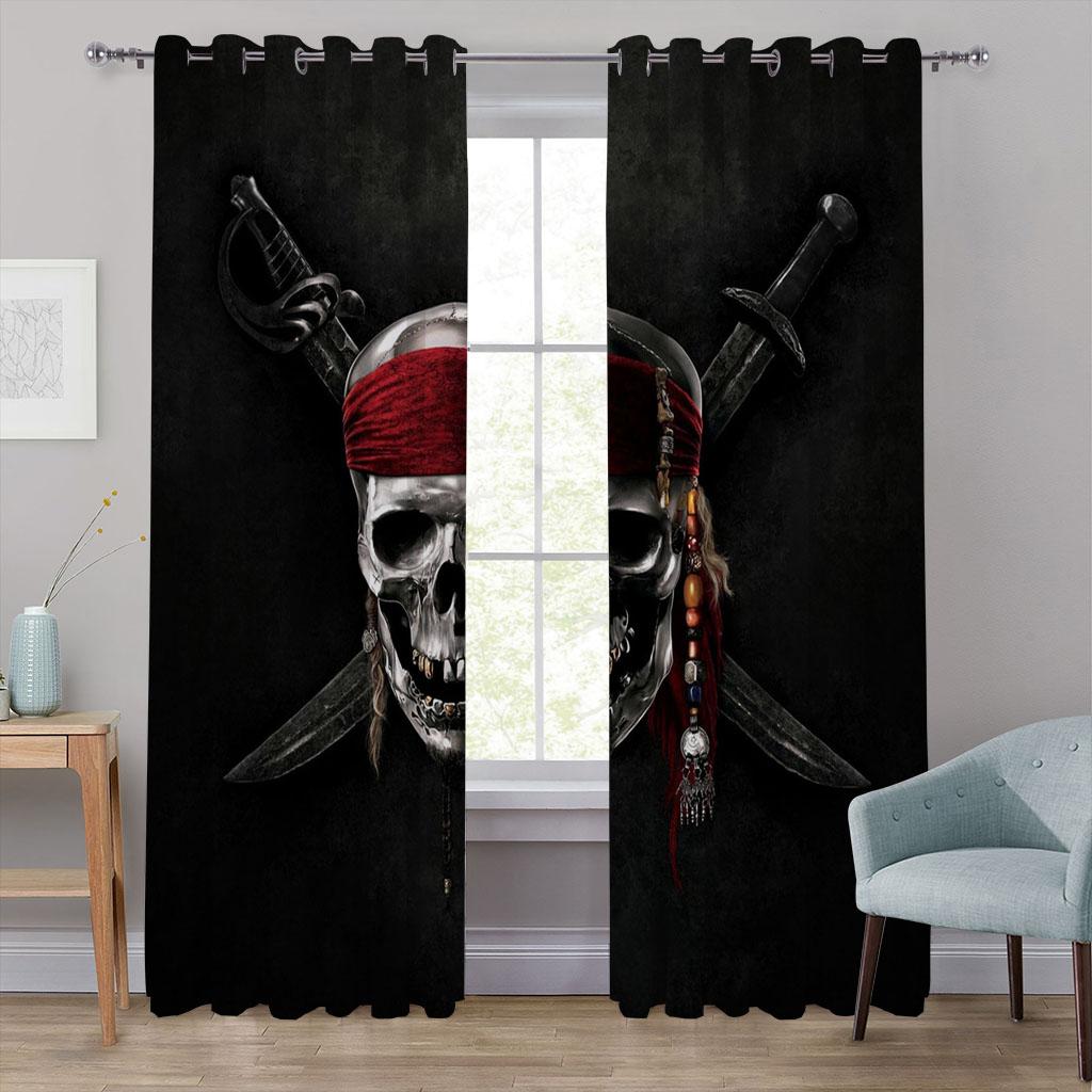 Luxury Modern Sexy Skeleton Beauty Punk Black Shading Bedroom Kitchen Winodw Curtains Set for Living Room 2 Pieces Free Shiping