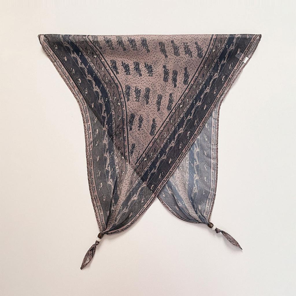 Retro rhombus triangular silk scarf strap fart curtain women's spring and summer fashion versatile stacked wear go out decorative jeans accessories