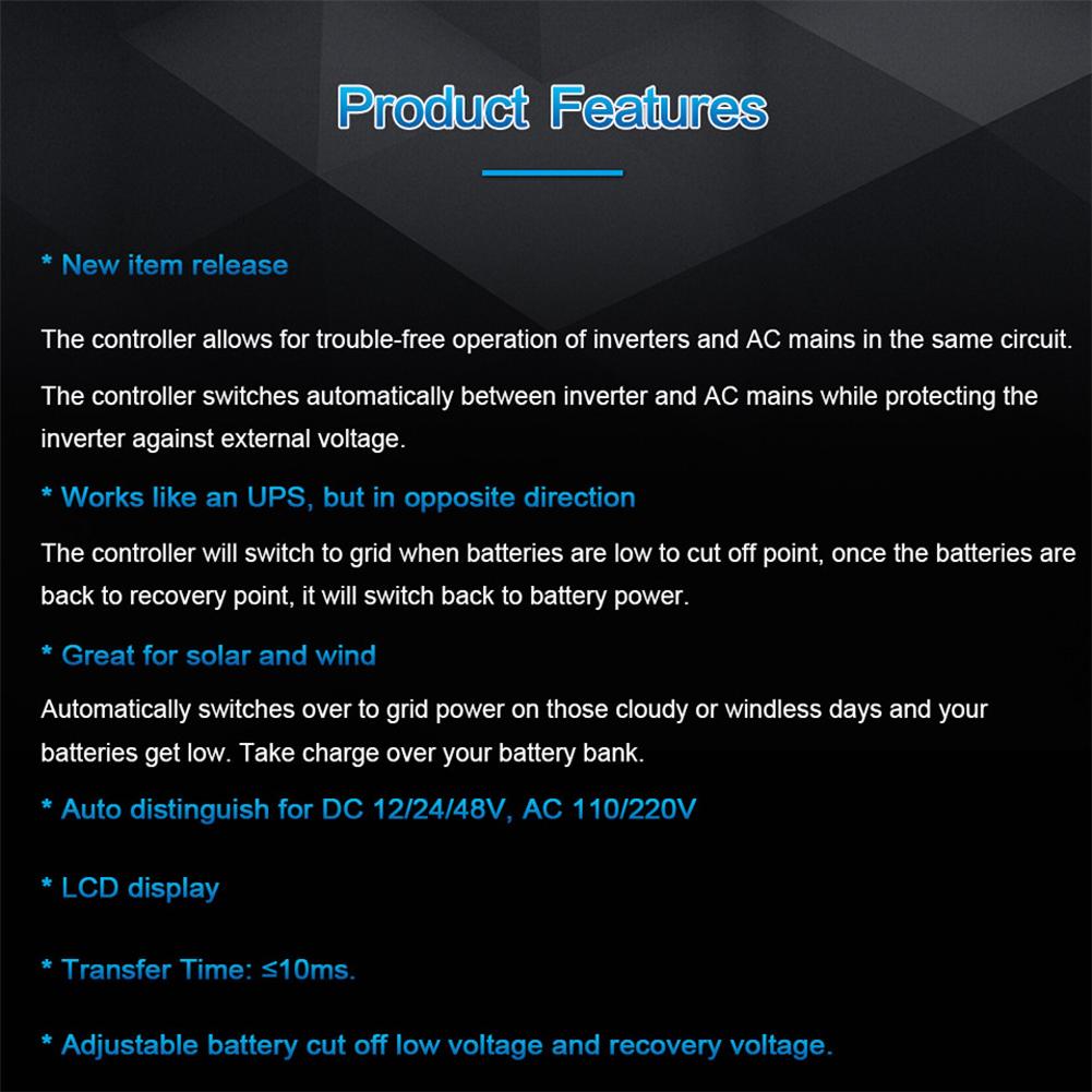 Automatic Dual Power Transfer ATS Direct Current 12 V 24V 48V AC 110 V 220 V Auto Distinguish for Solar Wind System On/off Grids