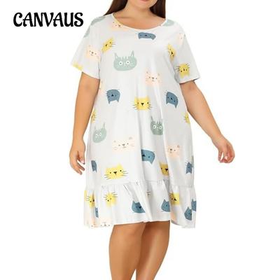 Spring and Summer Women's Nightgowns Casual Comfort Plus Size Dress Nightwear Homewear Nightdress
