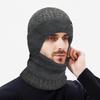 Winter Thick Wool Scarf Two-Piece Set Cold-Proof Warm Velvet Knitted Hat