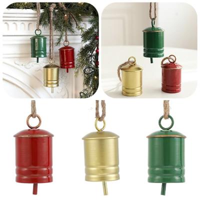 Creative Christmas Bell Pendant Antique Crisp Sound Xmas Tree Pendant with Hanging Rope Exquisite Christams Cow Bells