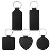 PU Leather Heat Transfer Keyring Creative Double Sides Blank ID Tags Keyring  Hanging Accessory
