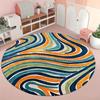Blue Black Spiral Optical Illusion Round Rug Vortex Geometric Print Non Slip Circular Floor Mat for Gaming Room Bedroom