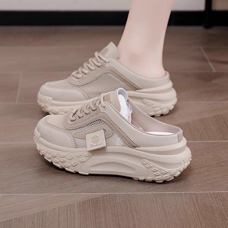 

Spring and summer new large size half-tray sports shoes solid color simple border trade casual 35【foot length 22.5cm】 хаки