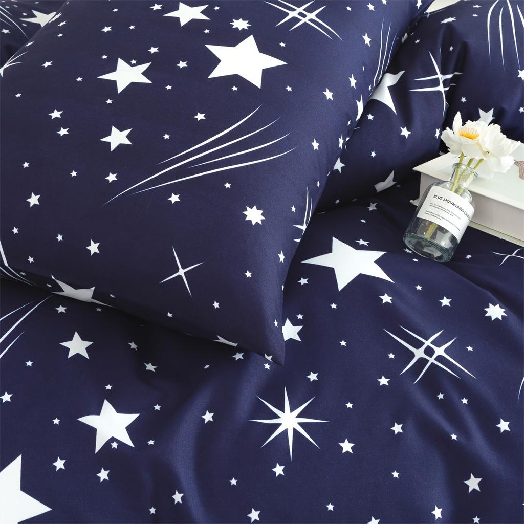 Starry Sky Duvet Cover Set Twin Full Size Queen King Size Zipper Closure Modern Style For Teen Boys Girls Bedroom Decor Summer