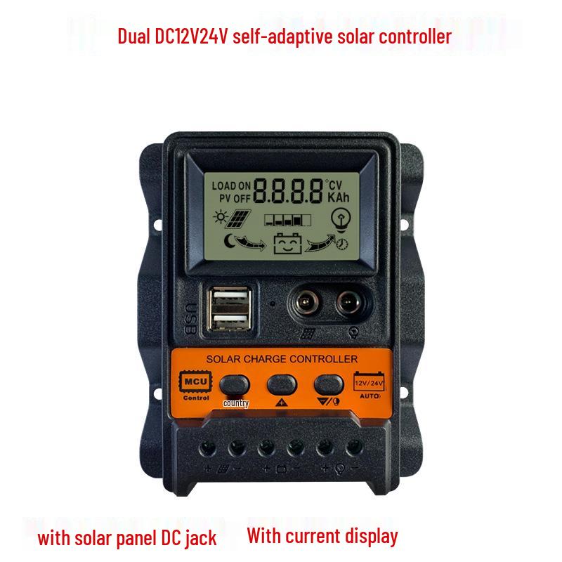 

Двойной дисплей постоянного тока Солнечный контроллер 12В/24В ЖК-дисплей ШИМ Фотоэлектрический контроллер мощности 30A
