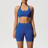 Seamless back neck sports bra shorts yoga suit tight running fitness two-piece set
