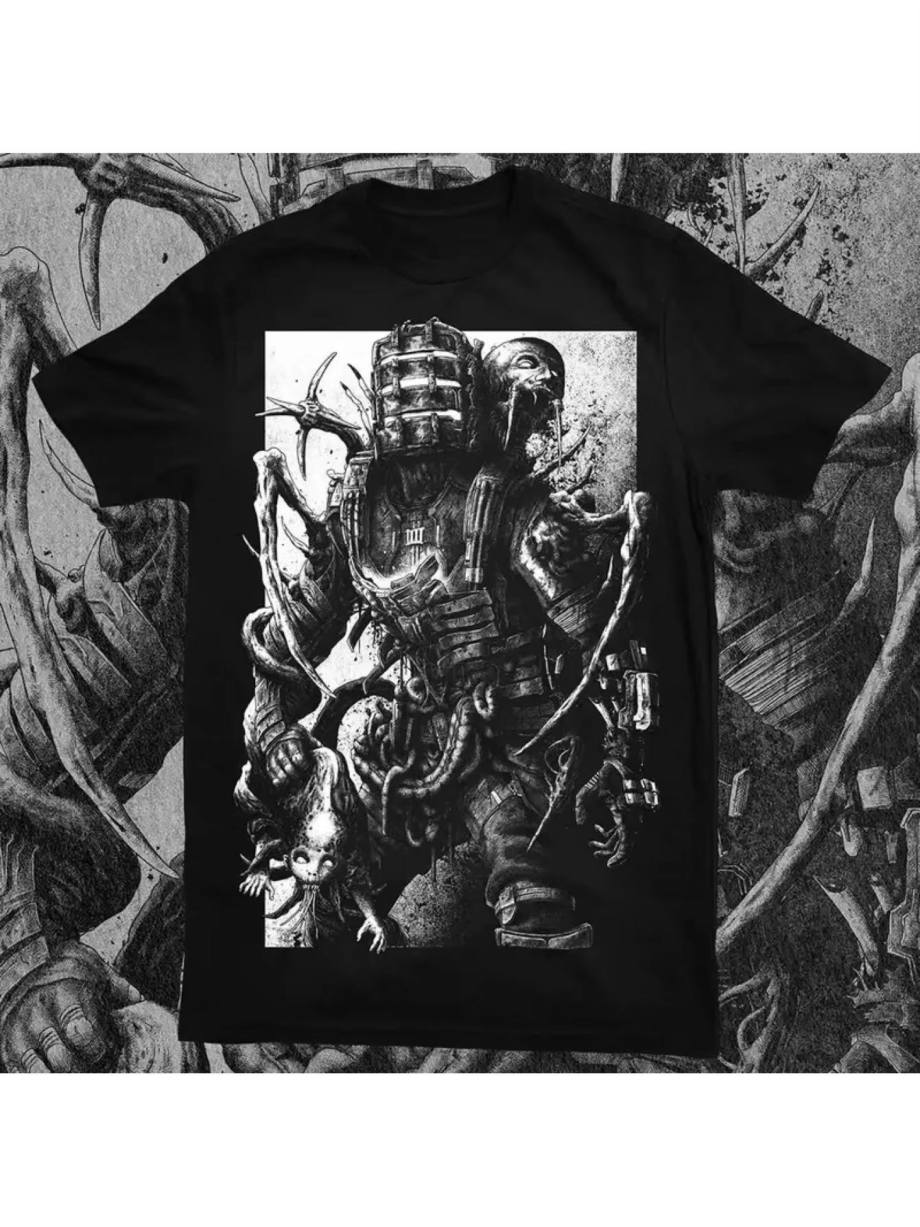 

Mens Dead Space SciFi Armor Pattern TShirt with Detailed Armor Design AllSeason Couple Cotton Casual Streetwear TShirt 3XL