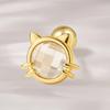 JEWNEL 14K Petite Cat Design Cubic Piercing Earrings