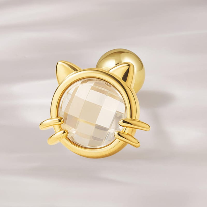 

JEWNEL 14K Petite Cat Design Cubic Piercing Earrings piercing (1 piece)