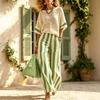 1116 summer new European and American striped wide-leg pants set, bamboo and hemp loose casual two-piece set, women's clothing
