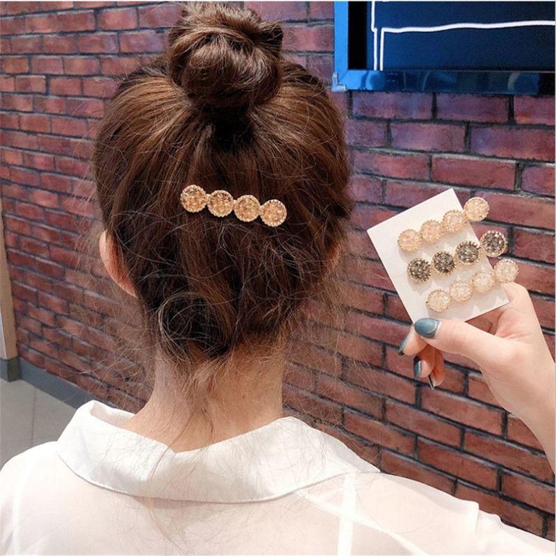 Fashion Korea Crystal Rhinestones Hair Clips Girls Hairclip Geometric Round Hair Clips for Women Hair Barrette Hair Accessories