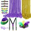 Mardi Gras Accessories Stage Costume Set Props Hats Masks Headbands Beaded Necklaces Sunglasses Socks Halloween Prop Decorations
