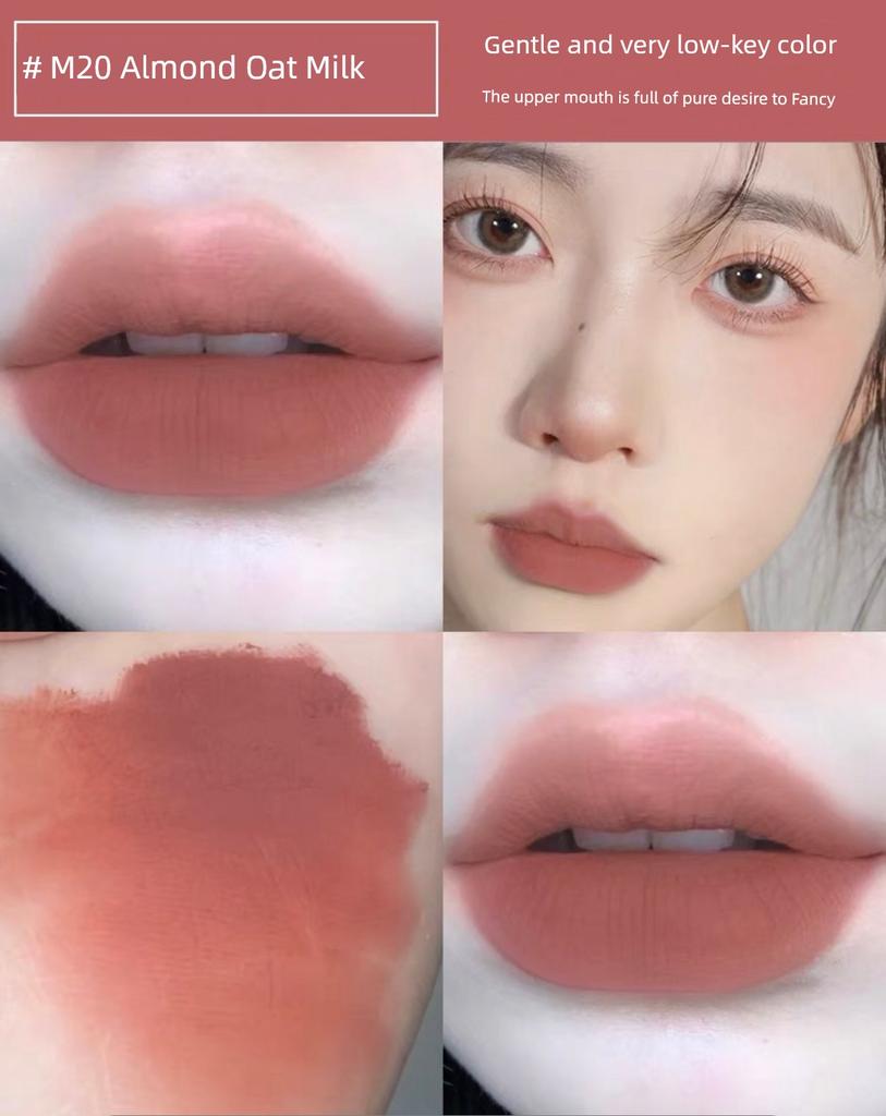 AKF Lip Mud M17 Velvet Matte Lip Gloss Retro White Women's Long-Lasting M20 Sea Salt Toffee M22 Matte Lipstick