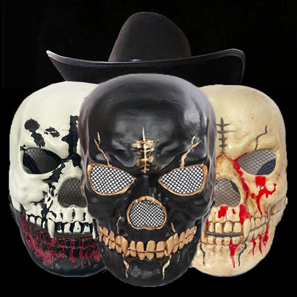 Adjustable Moving Mouth Skull Mask Bloody Effect Scary Skull Headgear  Masquerade Party