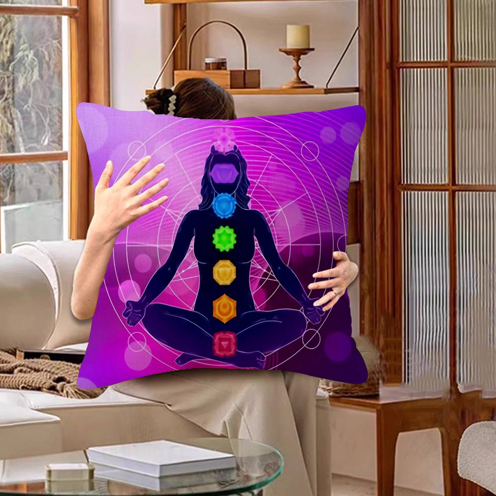 Meditation Seven Chakra Pillow Gift Home Office Decoration Bedroom Sofa Car Cushion Cover Case 45X45