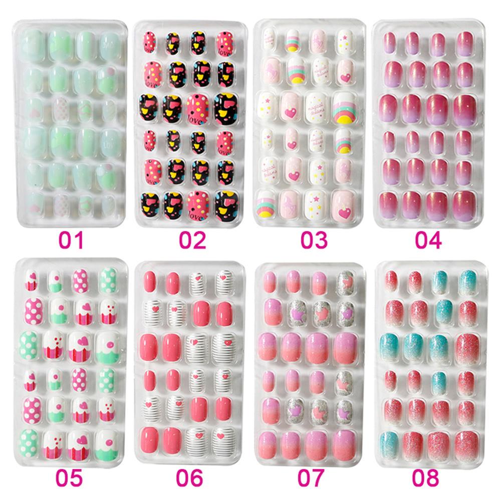 24PCS NEW Fshion Detachable Reusable Nails Art False Nail Tips Fake Nails Press on Nails Full Cover