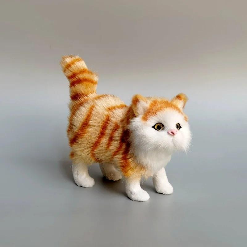Cute Faux Plush Simulation Cat Animal Model Crafts Car Ornaments Gifts Home Decoration Children's Birthday Party Gift Supplies