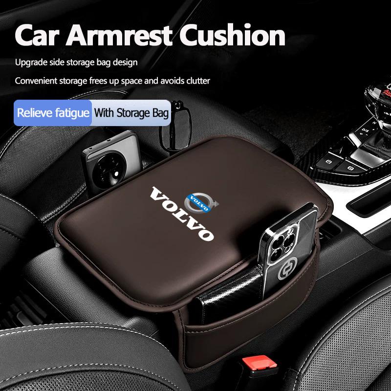 Podložky loketní opěrky do auta Kožená výplň loketní opěrky s kapsou pro Volvo XC90 V90 V60 XC60 V40 EC40 EX40 S80 S60 S90 C40 XC4 KW0