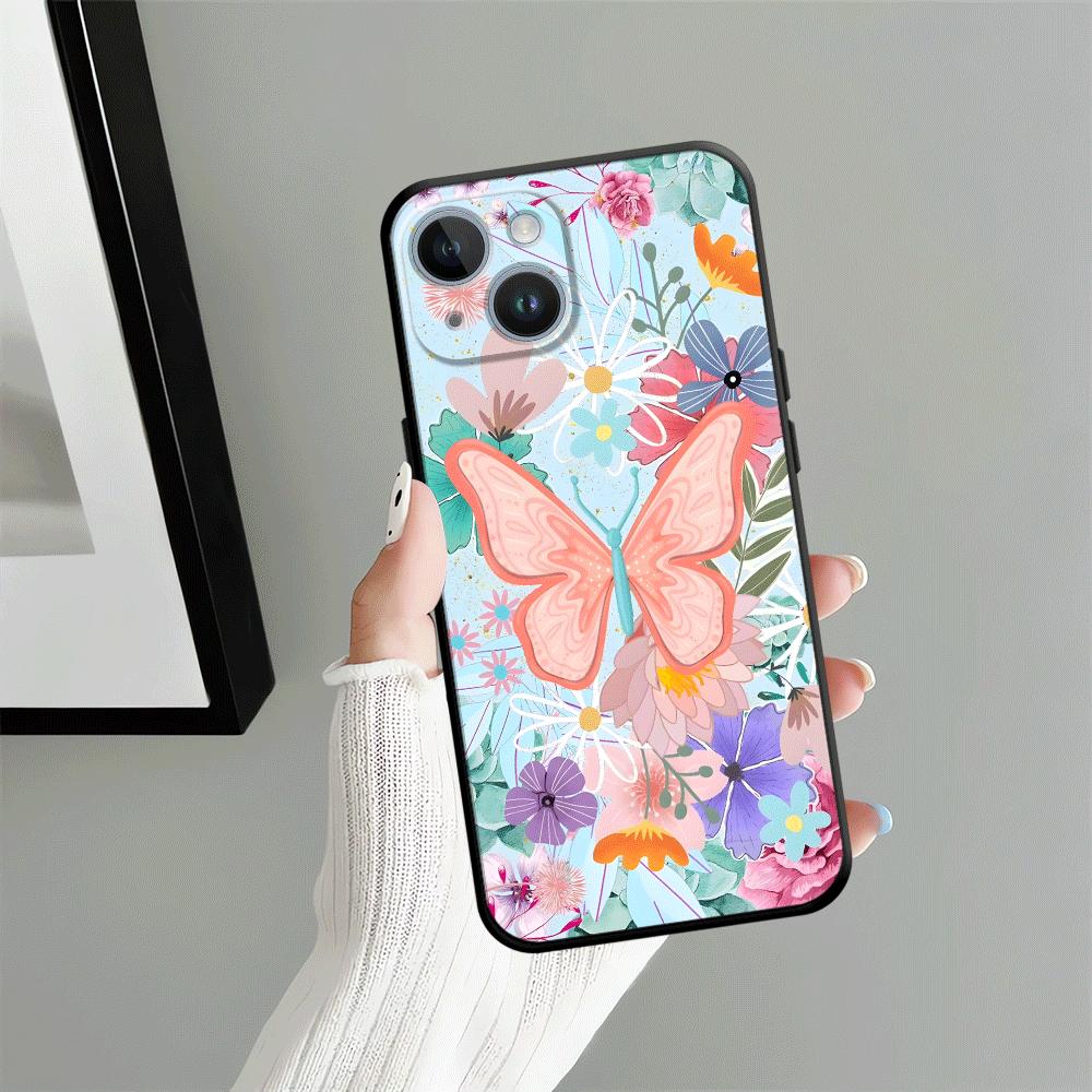 Funda Phone Cover Case for Apple iPhone 17 Pro Max 14 11 13 16 Air 15 Pro 7 8 XR XS MAX 12 Cartoon Butterfly Flower