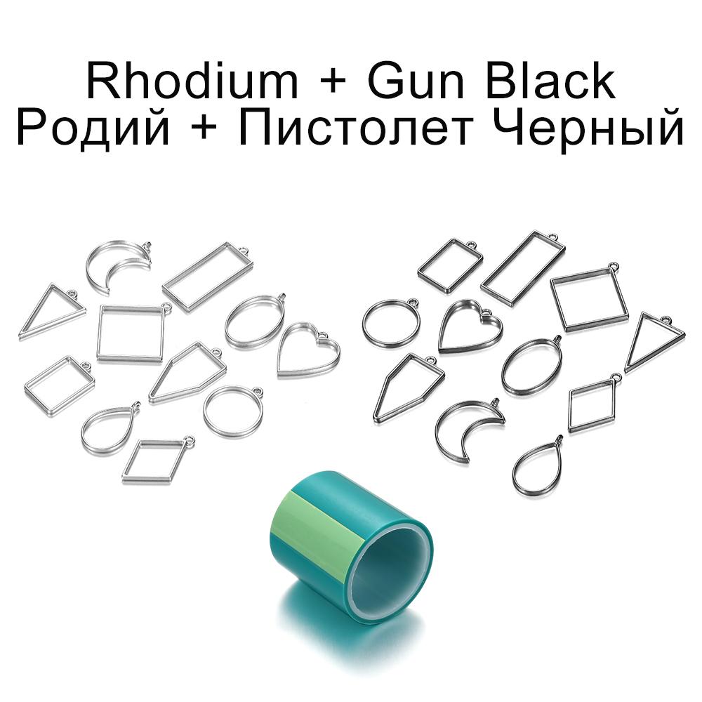 11 Style/lot Geometric Figure Charm Hollow Glue Blank Pendant Tray Bezel Epoxy Resin Molds For DIY Jewelry Making Supplies