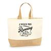 I Can't I Have Running Bag Minimalist I Can't | Cotton Tote Bag with Jute Bottom 18 L 48 × 37 × 13 Cm | Market Shopping Beach