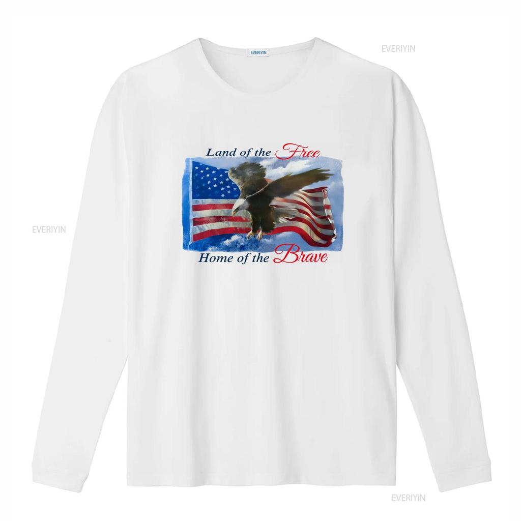 Vintage 90s Land of the Free Home Brave Eagle American Flag 4th July America White T Shirt Size L vintage Washed Soft homme