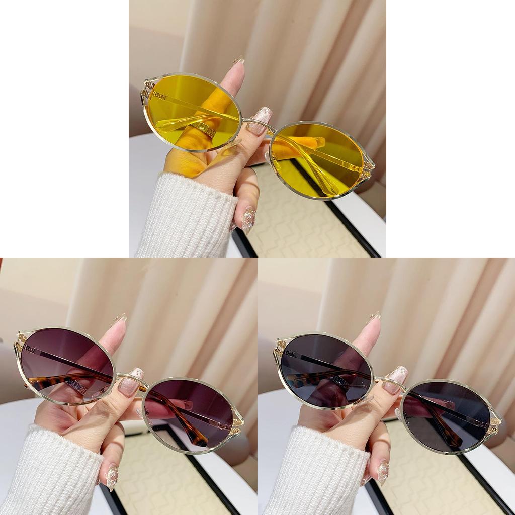 European Style Oval Hollow Sunglasses For Women With Uv400 Protection And Metal Frame For Fashionable Outings