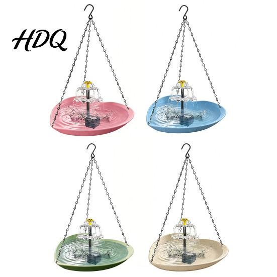 Backyard Bird Bath Solar Hanging Basin with Dual Water Flow Fountain Predator Safe Space-Saving