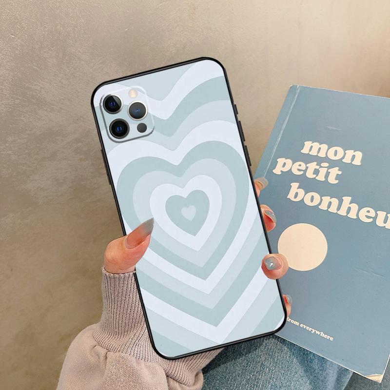 Latte Love Brown Heart Aesthetic Case For iPhone 17 Air 16 15 14 13 11 12 Pro Max 13 mini XR 15 16 Plus 16e Back Cover Shell