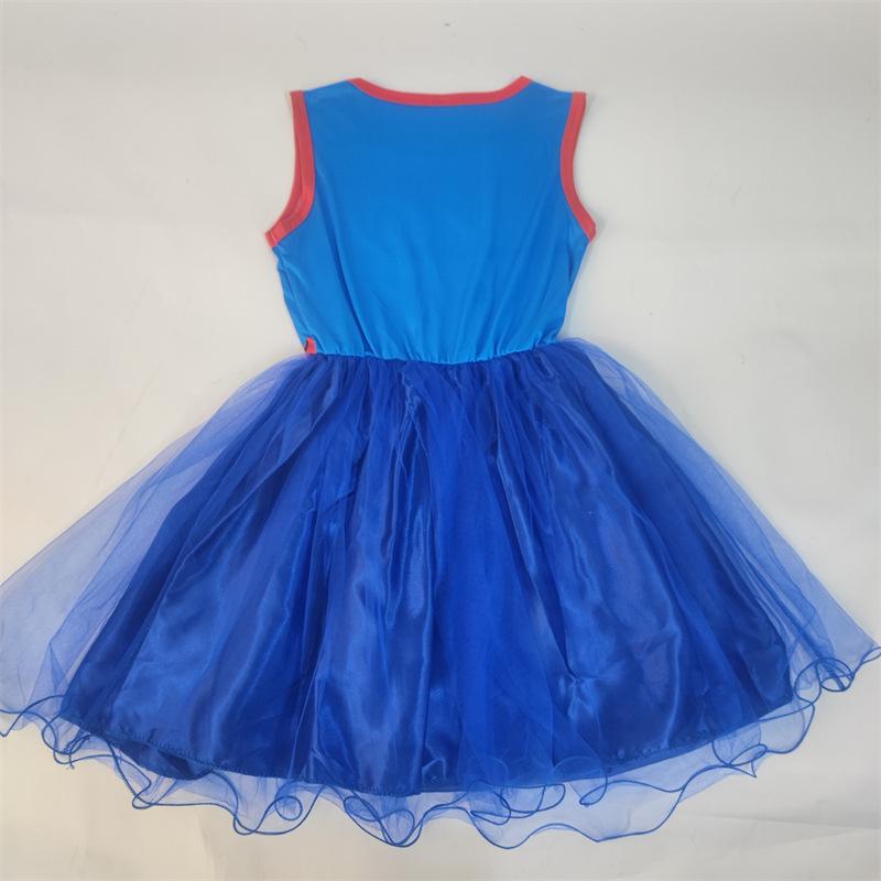 Vestido de Verão Infantil Sem Mangas do Homem-Aranha Azul com Máscara