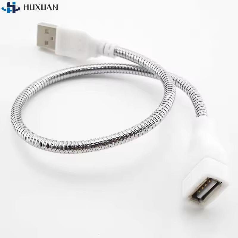 1PCS USB Extension Cable LED Light Fan Power Supply Adapter Male To Female Cable Flexible Metal Hose Cord M20