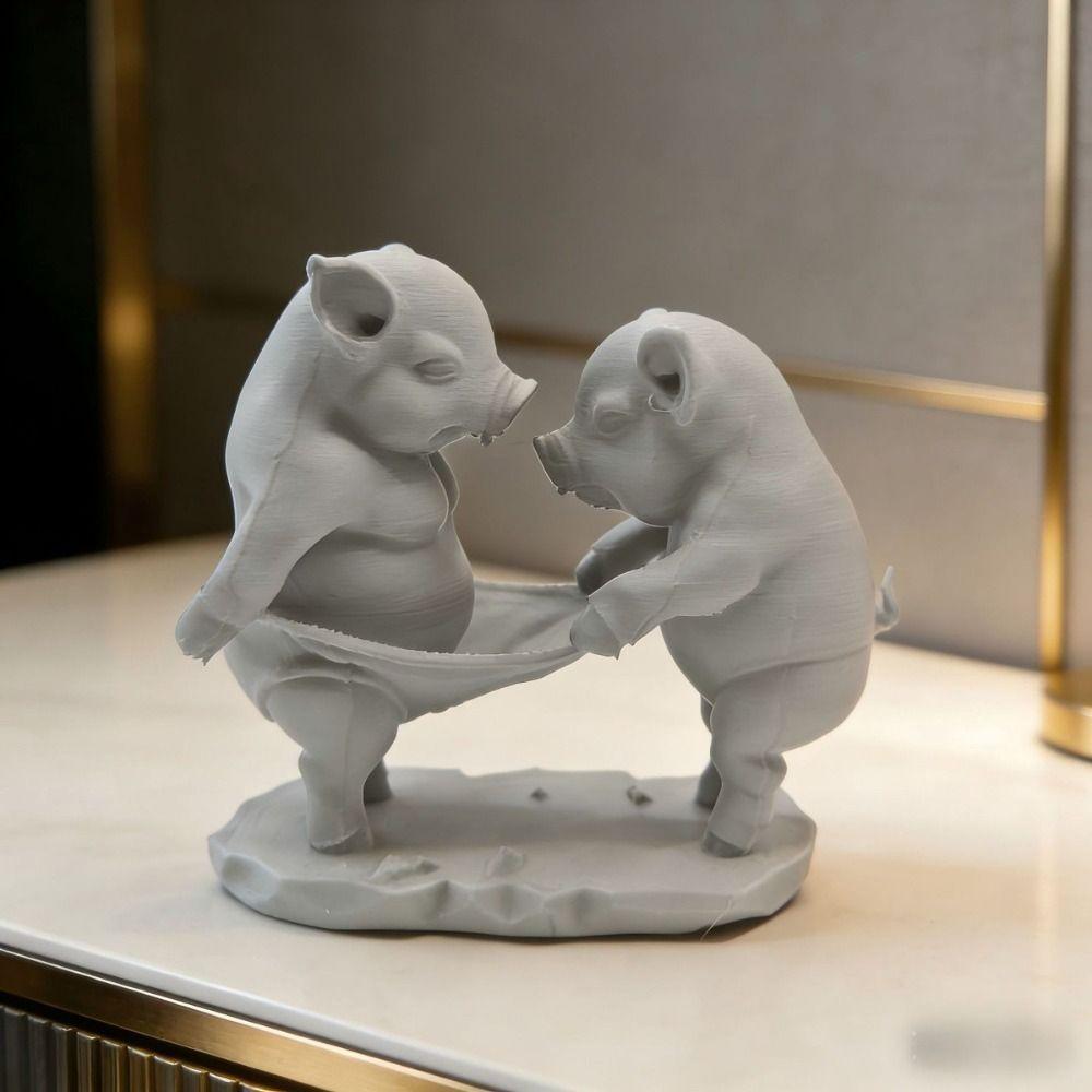 Decorations Cartoon Pig Figurine Creative Animal Pig Model Gifts 3D Printed Pig Toy Desktop Use