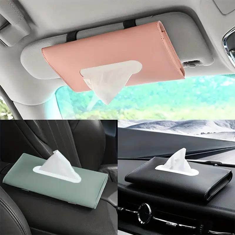 Car Tissue Box PU Leather Car Sun Visor Hanging Tissue Box Holder Auto Interior Storage Organizer Napkin Holder Accessories New