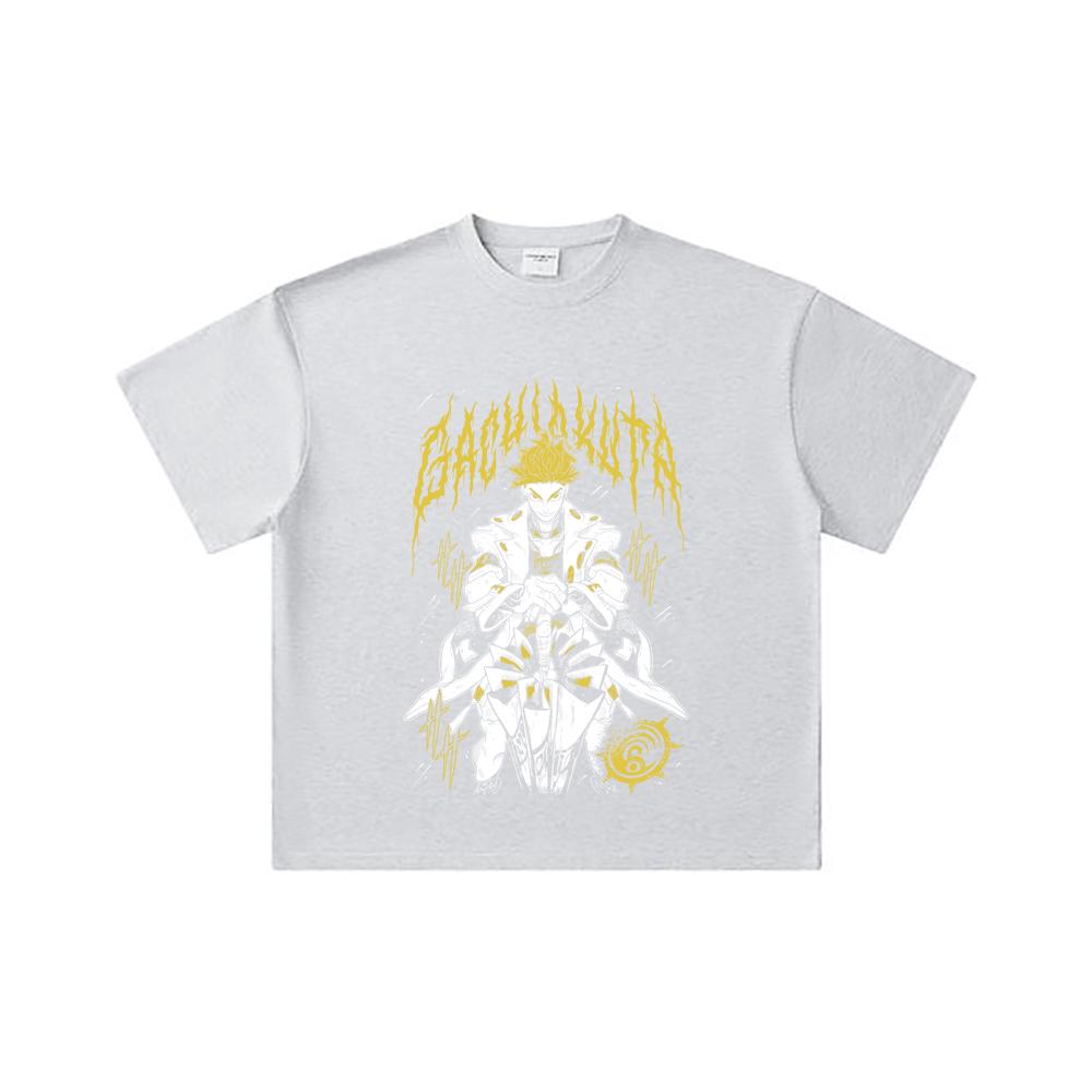 260 GSM Doppelgarn 32er Zähl Garn 100% Baumwolle Gachiakuta V3 Enjin Druck Unisex Schweres Baumwoll T-Shirt