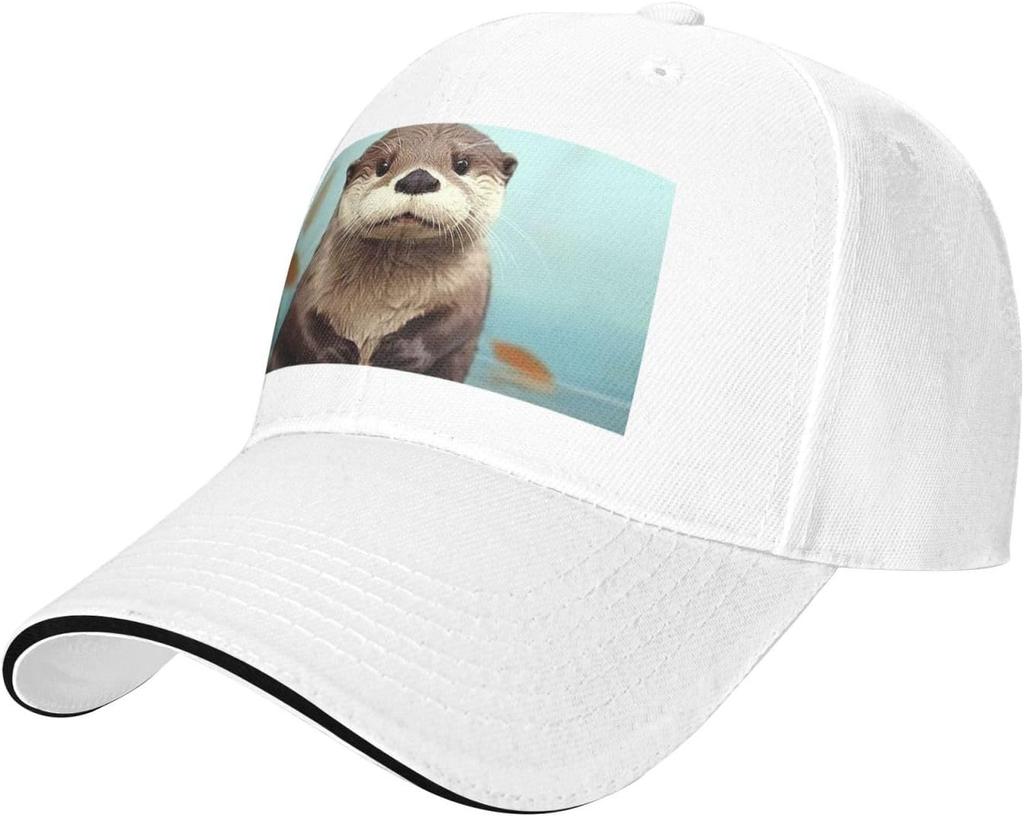 Cute Otter Animal Print Baseball Cap Polyester Adjustable Casual Summer Baseball Hat for Adults