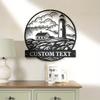Durable Coastal Lighthouse Metal Sign Nautical Wall Art Beach House Garden Decor